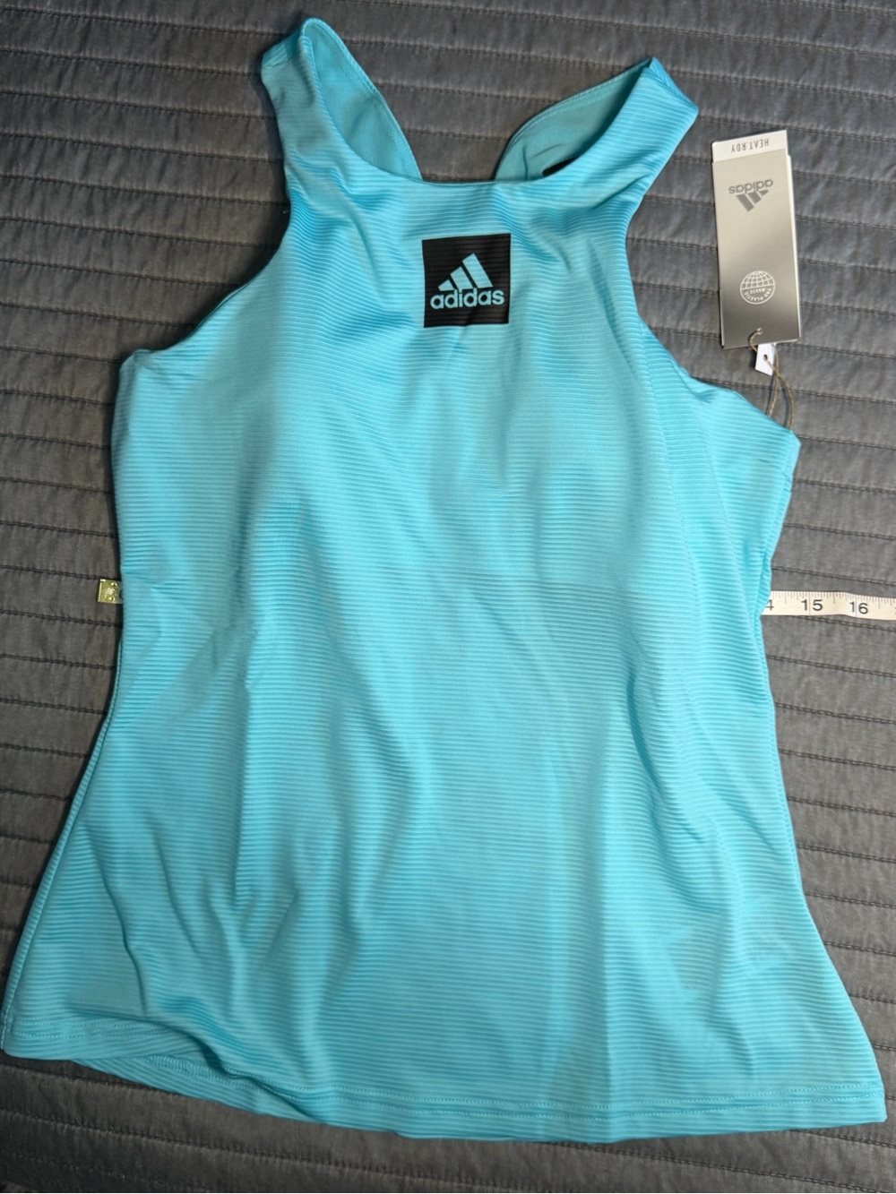 adidas Women’s Aqua Ribbed Racerback Tank French Open Parley collection M